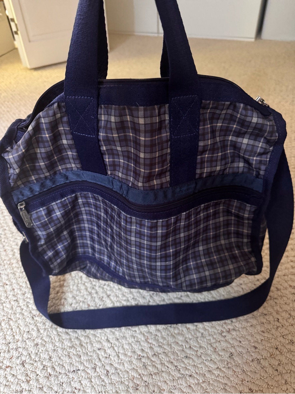 LeSportSac Blue Plaid Duffel Bag - Casual Travel Carryall 0161 - Picture 3 of 4